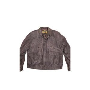 Vintage Global Identity G-III Men's Size L Brown Leather Bomber‎ Jacket